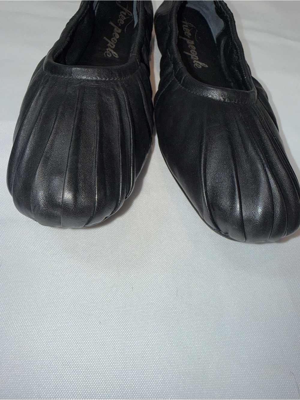 Free People Cara Black Ruched Leather Ballet Flats - Picture 7 of 7
